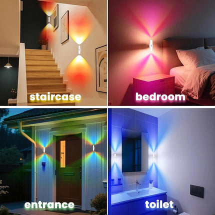 4Pcs USB Rechargeable Motion Sensor LED Night Light Wall Indoor Wireless Lamp Up-Down