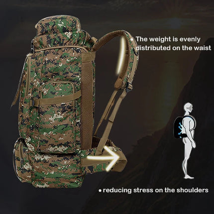 75L Outdoor Military Tactical Backpack Travel Rucksacks Camping Trekking Bag