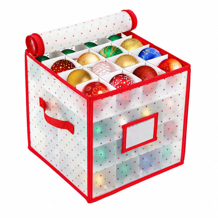 Jingle Jollys Christmas Baubles Storage Box 64 Dividers Xmas Ornaments Container