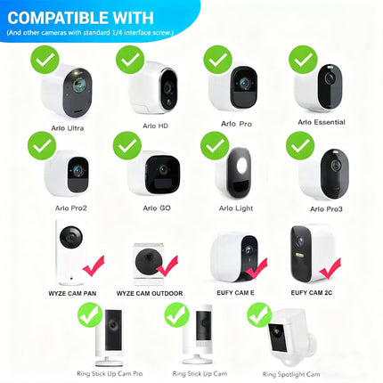 3Pcs White 360° Wall Mount for EufyCam 2/2C/E Arlo Pro 2/3/4 Camera Adjustable Brackets