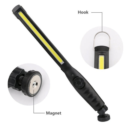 2PCS Rechargeable COB LED Slim Work Light Lamp Flashlight Inspect Folding Torch