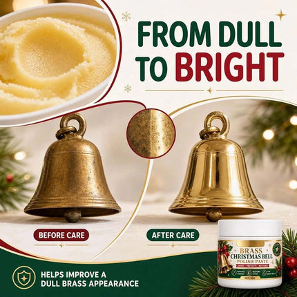 2Pcs Brass Bell and Copper Polish Cream with Sponge, for Christmas Bell Tarnish