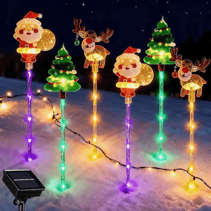 12Pcs Solar Christmas Stake Light LED Outdoor Waterproof Garden Walkway Decor