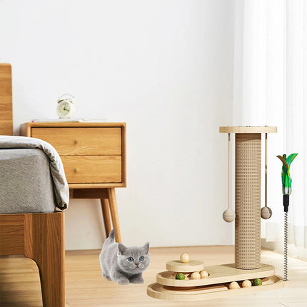 Cat Scratcher Board Oval Turntable Toy Scratching Post Interactive Pet Furniture