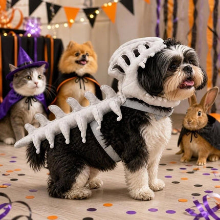 45CM Dinosaur Skeleton Costume for Halloween Pet Dress Up