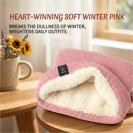 For Women Men Neck Warmer Tube Winter Knitted Scarf Thermal Warm Thicken Chunky Pink
