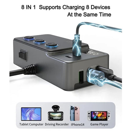 Car Charger Adapter 120W Cigarette Lighter Splitter 8 in 1 QC PD for Car Vehicle