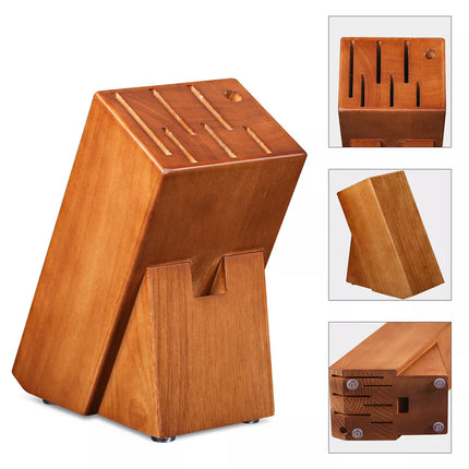 Acacia Wood Kitchen Knife Block Storage Chef Knife Sharpening Rod Holder