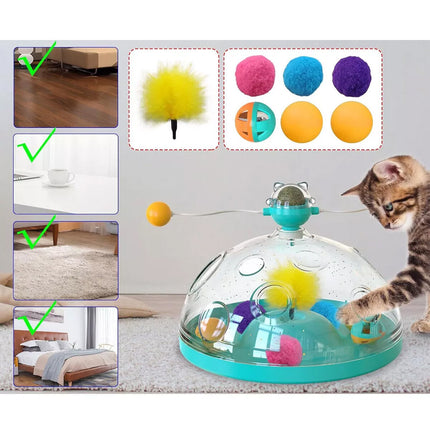 Interactive Windmill Cat Teaser Toy Treasure Box with Stick Fun Play for Pets