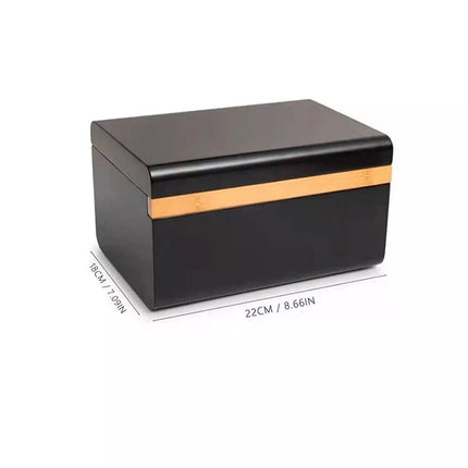 Wooden Storage Chest with Movable Tray Wood Locking Stash Box Rolling Tray Gift