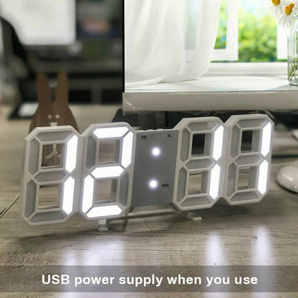 LED Digital Wall Clock Alarm USB Date Temperature Table Desktop Home Decoration