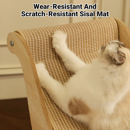 2-in-1 Cat Scratch Recliner Sofa Durable Wooden Frame & Sisal Mat Cat Sofa （L）