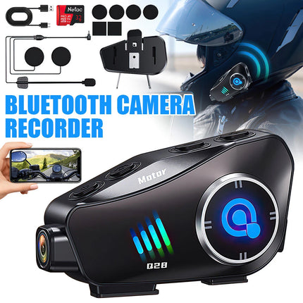 1080P HD Bluetooth Motorcycle Camera Recorder Motorbike Helmet Headset Intercom