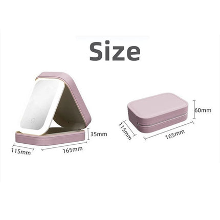 Makeup Travel Case with Mirror LED Light Cosmetic Bag Portable Storage Gift （Pink）