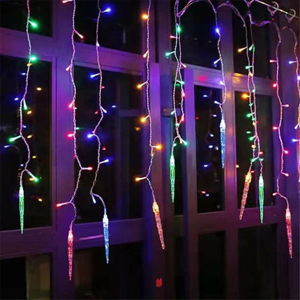 Christmas LED Icicle Falling Rain Curtain 4m Fairy String Lights Outdoor Party Colorful
