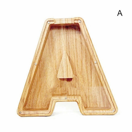 Wooden Piggy Bank Letter-Shaped Guitar Coin Saving Money Box Adult Gift
