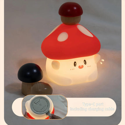 Mushroom Night Light Touch Control W/2 Levels Of Brightness &Timing Cute Decorat