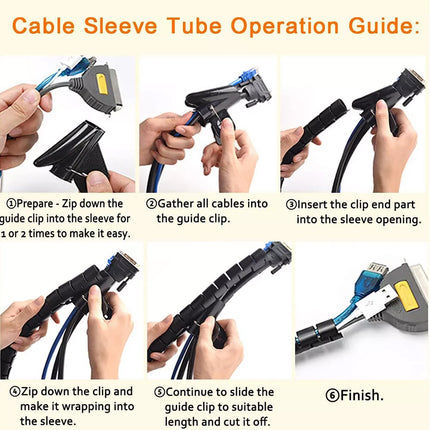 5M Tube Wire Wrap Spiral Storage Pipe Cable Organize Management Cord Protector