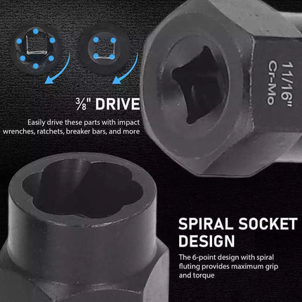 13-Piece Impact Bolt & Nut Remover Set Nut Extractor Socket Bolt Remover Tool
