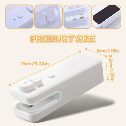 2 in 1 Heat Sealer with Cutter USB Rechargeable Sealing Machine for Plastic Bags