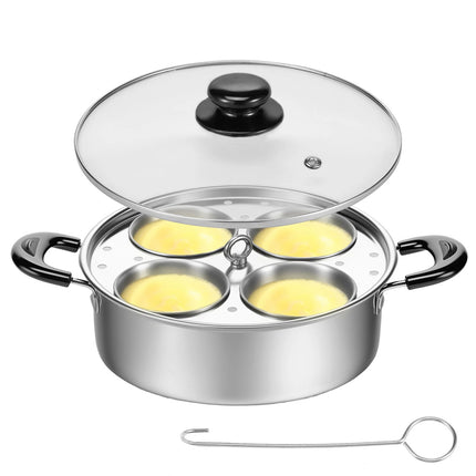 Egg Poacher Stainless Steel Poached Egg Maker Pot Egg Poaching Pan with 4 paxdd