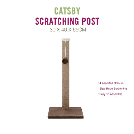 Cat Scratching Post Kitten Tree Single Sisal Scratcher Pole with Toy 65cm Tall