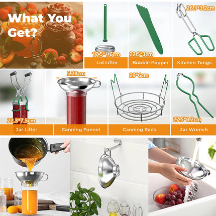 7Pcs Canning Supplies Starter Kit Canning Tools Stainless Steel Canning Rack  (Green 7-piece set)