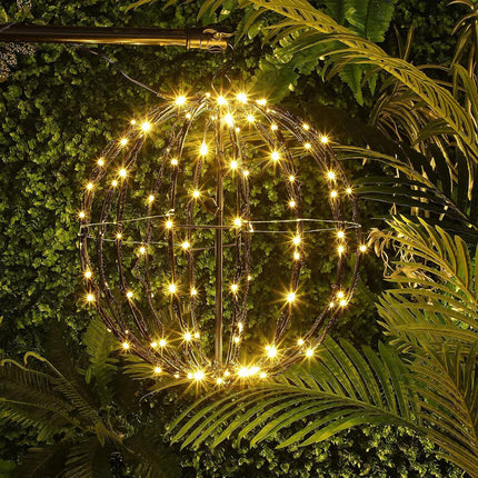25*25 Warm Lights Christmas Foldable Metal Hanging Sphere Lights Outdoor Display Ball Lights