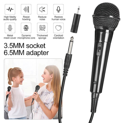Handheld Wired Microphone Cardioid Dynamic Vocal Mic with 3M Cable for Karaoke