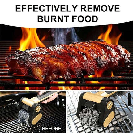 Electric BBQ Grill Brush Cordless Scrubber with LED Light Handle Bristle Cleaner