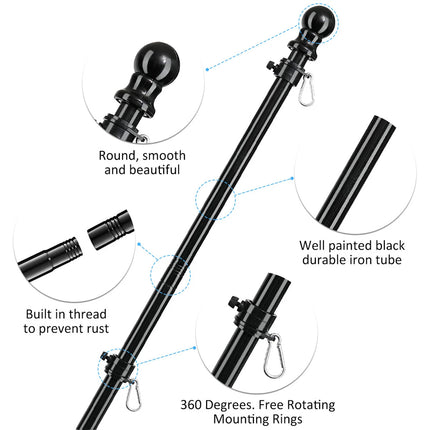 1.8M Telescoping Flag Pole Kit for House Stainless Steel Flag Pole Holder