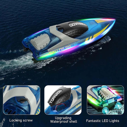 2.4GHz RC Racing Boat 15KM/H High-Speed Power Electric Remote Control LED Light