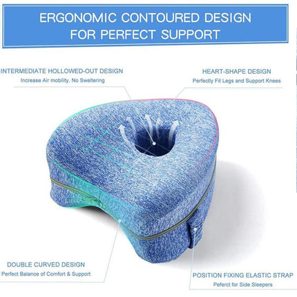 Leg Knee Pillow Cushion Support Pain Relief Washable Cover Memory Foam Pillow Blue