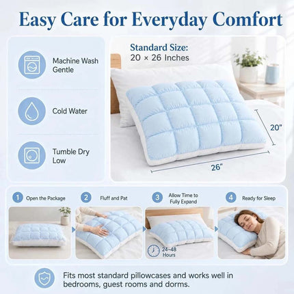 4 Color Puff Pillow Supportive Cloud Grid Breathable Soft Sleeping Cooling Puff Pillows