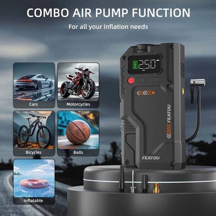 8000A Car Jump Starter Power Bank With Air Compressor Battery Booster
