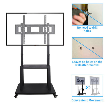 Mobile Rolling TV Floor Stand Mount, Universal Flat Panel Bracket for 32-100 Inch TVs