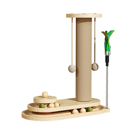 Cat Scratcher Board Oval Turntable Toy Scratching Post Interactive Pet Furniture