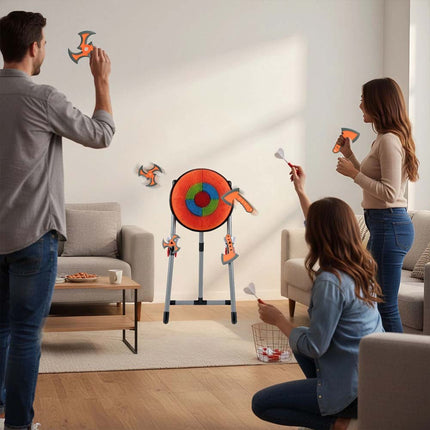 3 in 1 Throwing Target Set Throwing Game w/3 Throwing axes 3 Ninja Darts
