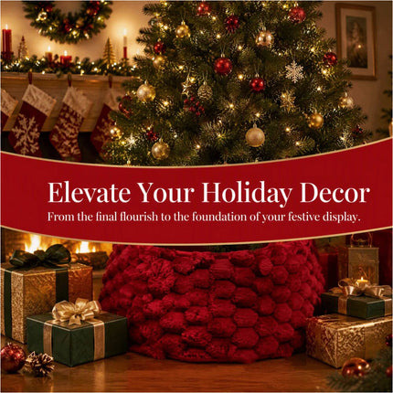 Foldable Tree Bottom Decoration Round Xmas Tree Base Decor Family Holiday Red