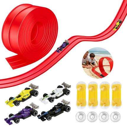 5m Flexible Race Track Roll Up Car Track Include 4 Alloy Xmas Gifts