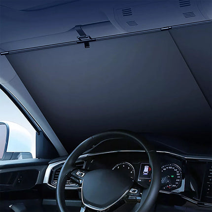 Retractable Car Windshield Sunshade, Automatic Sun Shade for Vehicle Sun Blocker (Sunshade+ 4PCS Side Mesh)