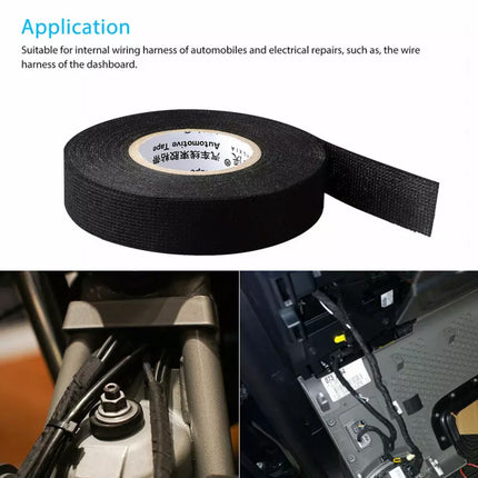 5pcs 15M Heat-Resistant Adhesive Cloth Fabric Tape For Automotive Cable Wiring