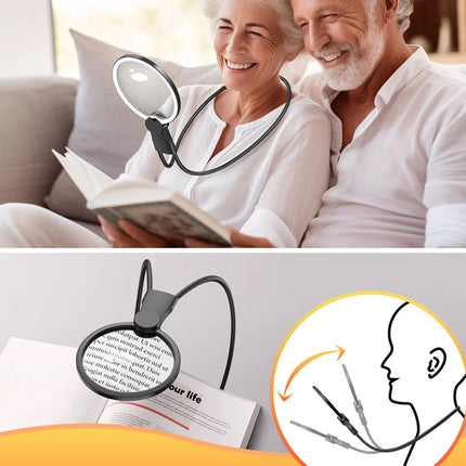 Magnifying Glass 5X With 24 LED Lights Adjustable Neck Bracket Reading Craft