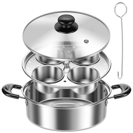Egg Poacher Stainless Steel Poached Egg Maker Pot Egg Poaching Pan with 4 paxdd