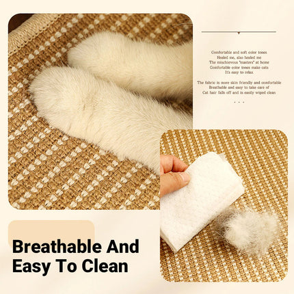 2-in-1 Cat Scratch Recliner Sofa Durable Wooden Frame & Sisal Mat Cat Sofa （L）
