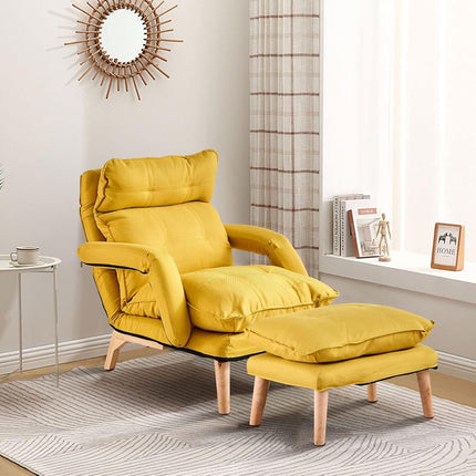 Recliner Armchair with Footstool Lounge Sofa Washable Cover Yellow