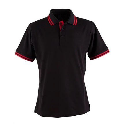 Polo Shirts Mens Top Contrast Short Sleeve Cotton Blend Sports Team Breathable Black-Red