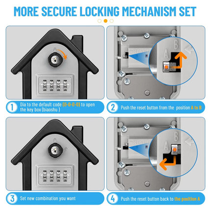 Mini Password Safe Impact Resistant With 4-Digit Combination For Home Garage