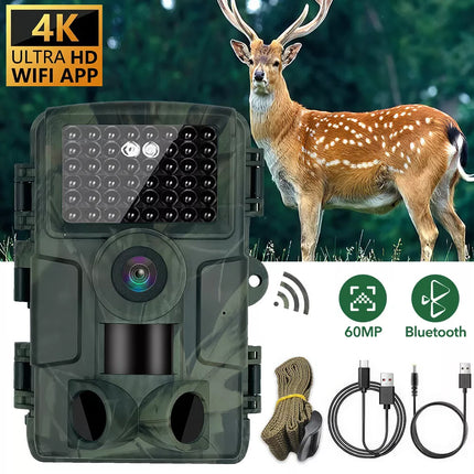 1080P Wireless WIFI Hunting Trail Camera 4K 60MP Motion Activated Camera IP66