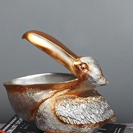 Key Storage Figurine Pelican Statue Storage Basket Shapes Animals Birds Silver